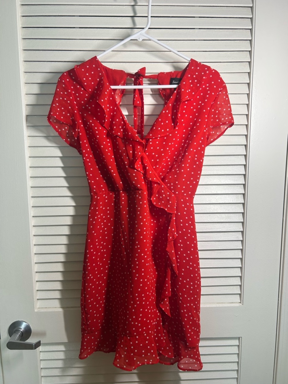 Bardot Red Polka Dot Ruffle Dress
